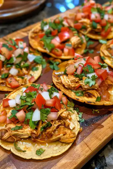 Mexican Rotisserie Chicken Tostadas taken with iphone 15 pro max --iw 2 --ar 4:5 --v 6.0 --raw