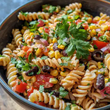 Mexican Street Corn Pasta Salad taken with iphone 15 pro max --iw 2 --ar 4:5 --v 6.0 --raw