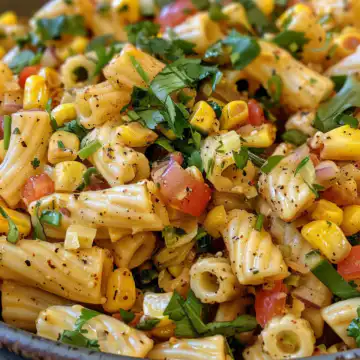 Mexican Street Corn Pasta Salad taken with iphone 15 pro max --iw 2 --ar 4:5 --v 6.0 --raw
