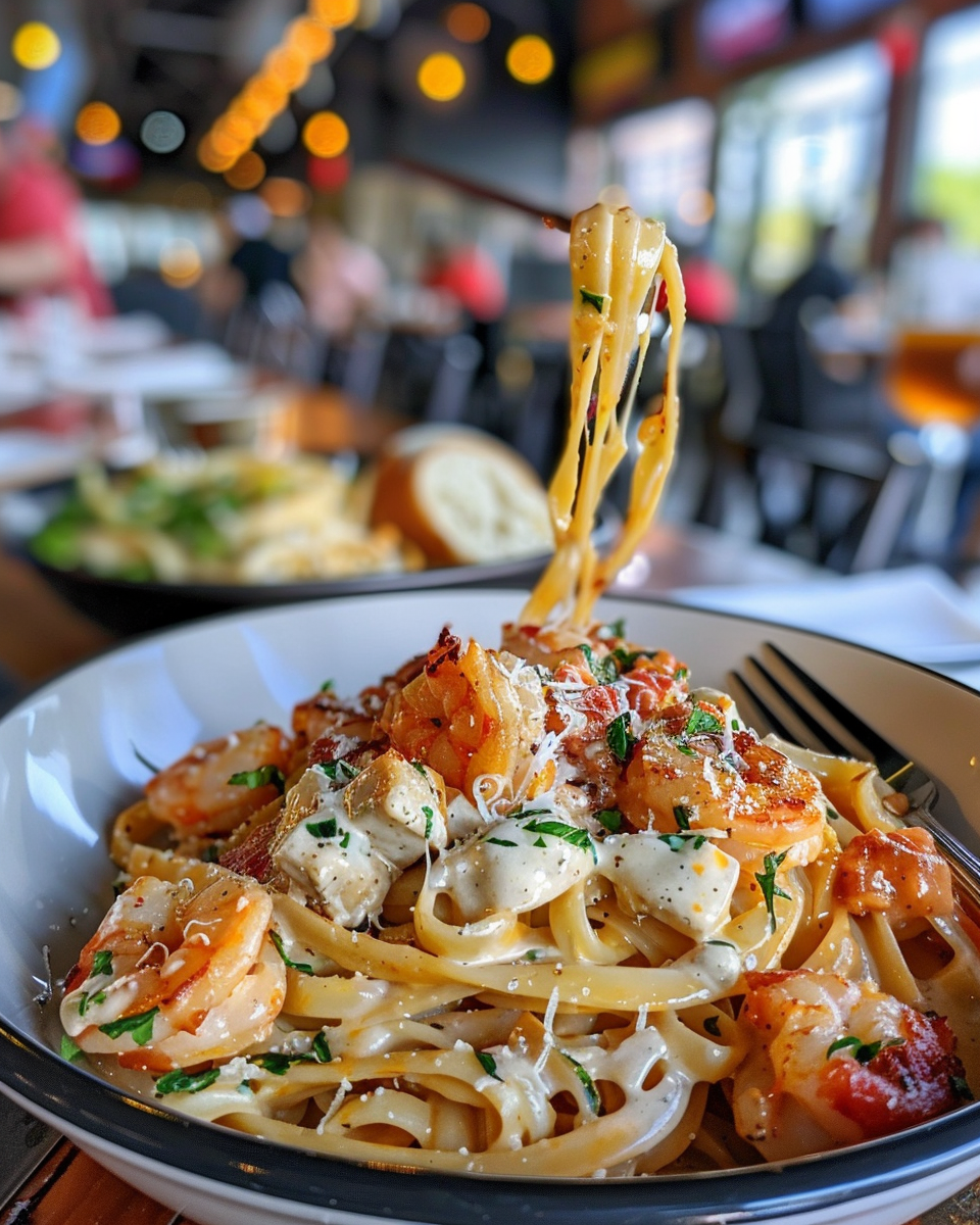 Ingredients including linguine, shrimp, butter, sausage, and vegetables for Mardi Gras pasta