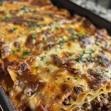 Parmesan Garlic Bacon Cheeseburger Lasagna taken with iphone 15 pro max --iw 2 --ar 4:5 --v 6.0 --raw