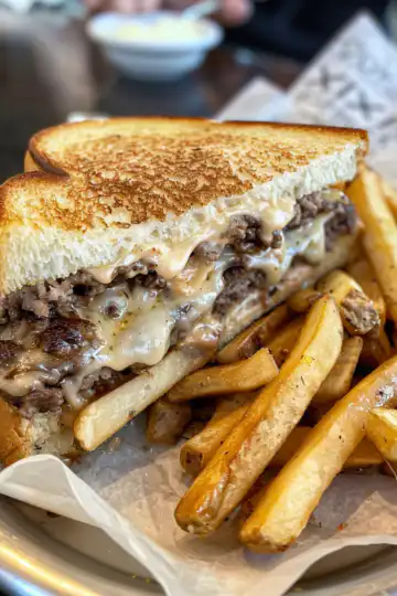 Patty Melt with Secret Sauce taken with iphone 15 pro max --iw 2 --ar 4:5 --v 6.0 --raw