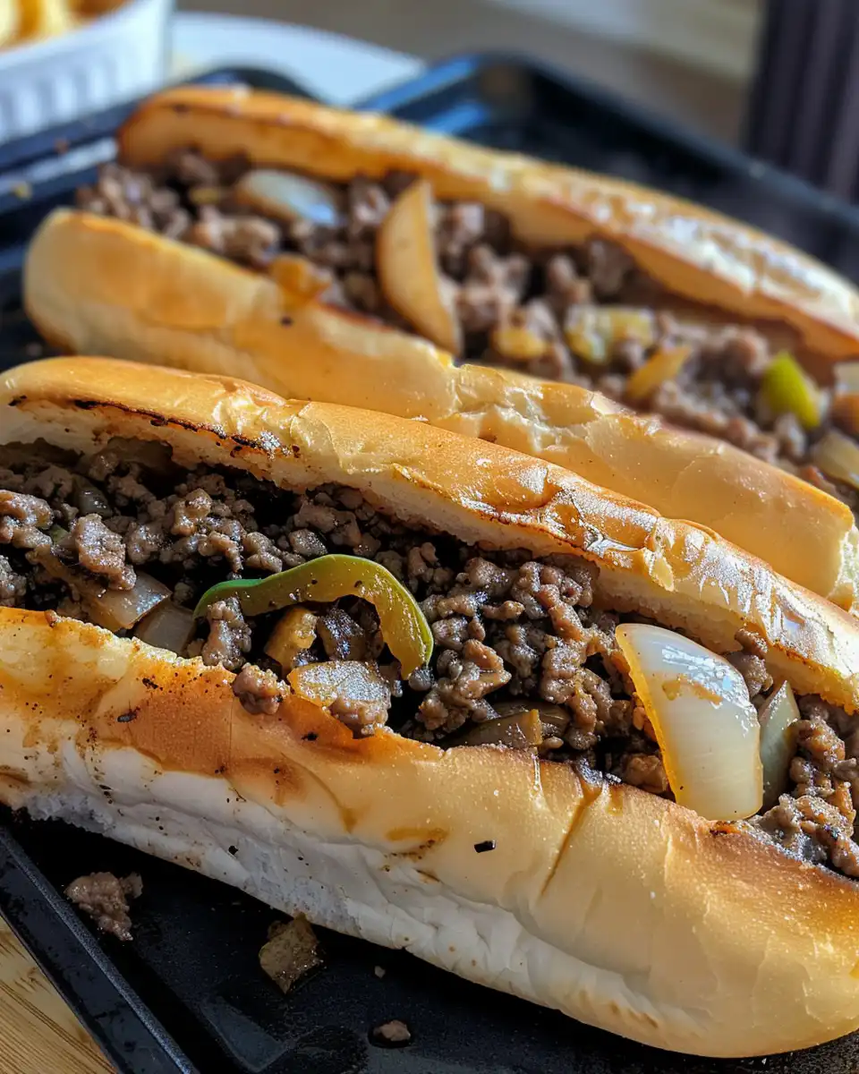 Steam rising from the Philly cheesesteak sloppy joes in the pressure cooker