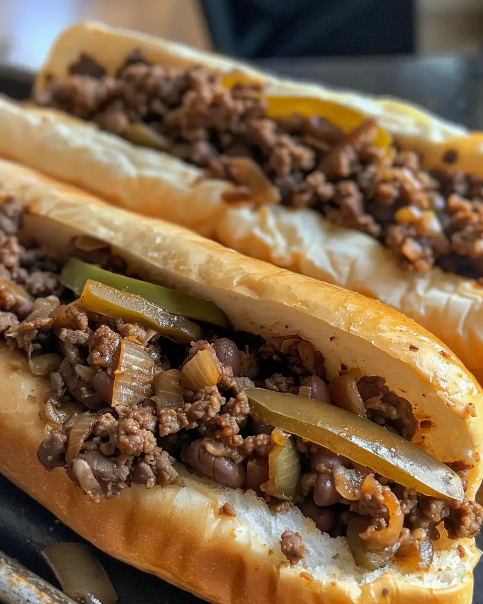 Fresh bell peppers, onion, and ground beef for sloppy joes in pressure cooker