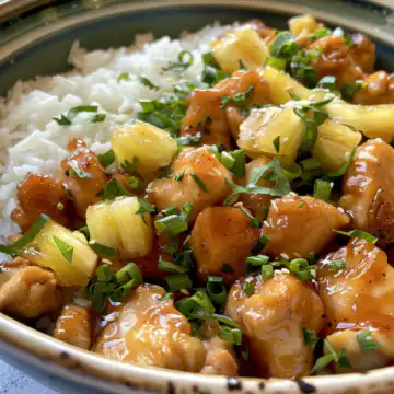 Pineapple Chicken and Rice taken with iphone 15 pro max --iw 2 --ar 4:5 --v 6.0 --raw
