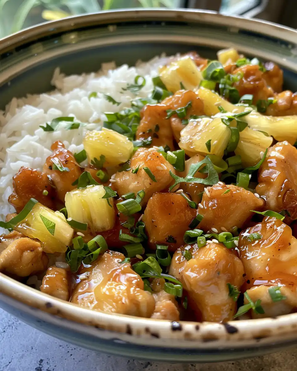 Juicy pineapple chicken and coconut rice in a pressure cooker