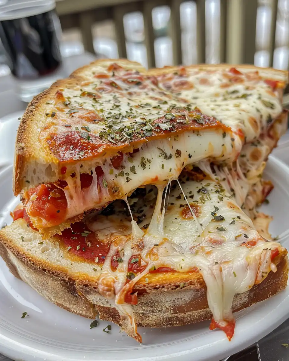 Ingredients for pizza grilled cheese with shredded mozzarella and pepperoni