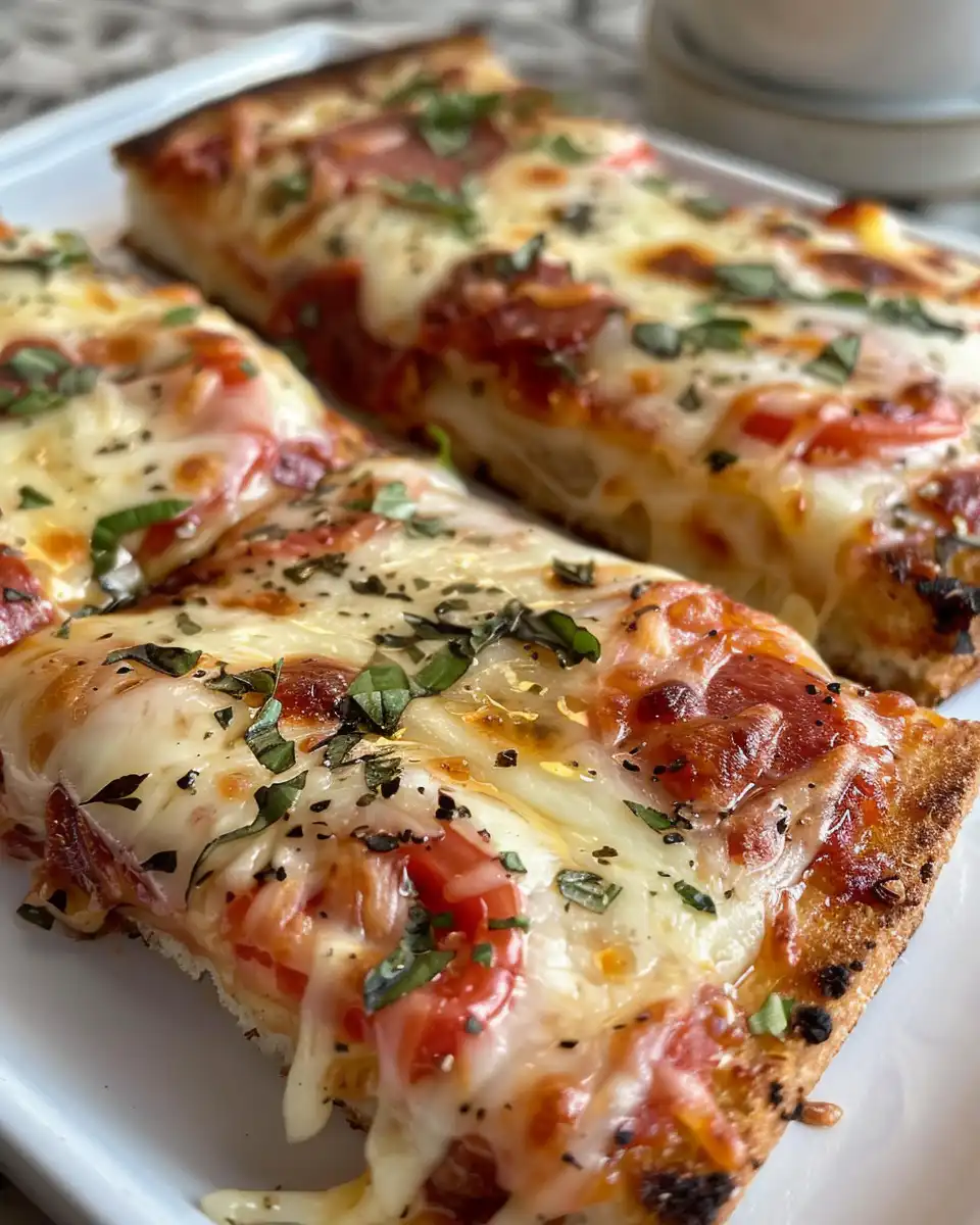 Freshly grilled pizza grilled cheese sandwich served hot
