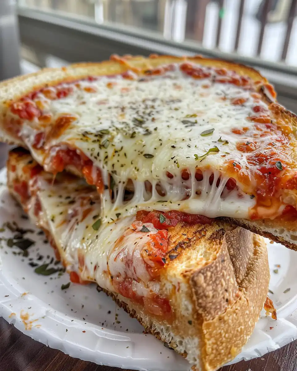 Close-up of pizza grilled cheese sandwich cooking in pressure cooker with steam
