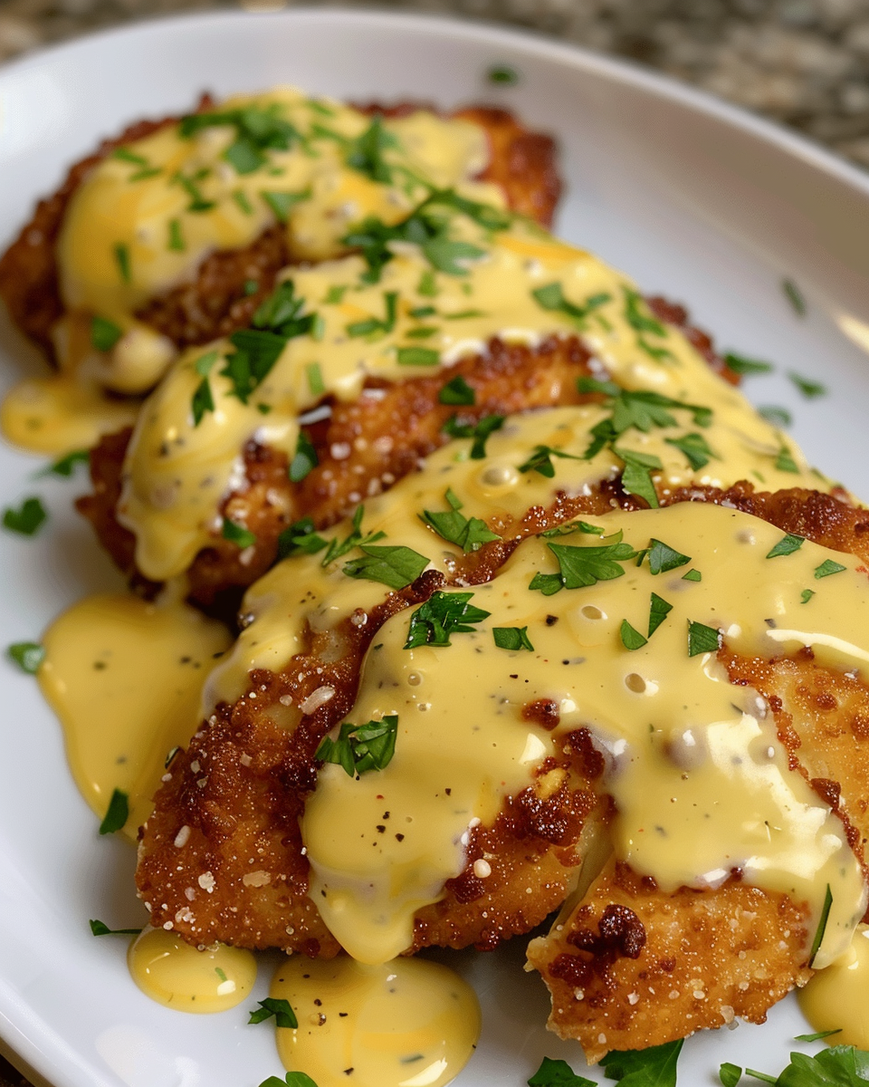 Ingredients laid out for pretzel crusted chicken with mustard cheddar sauce