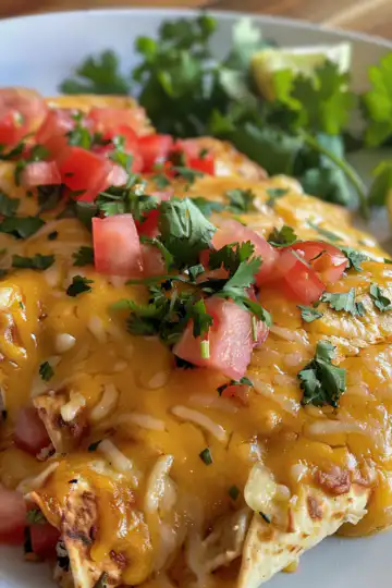 Queso Chicken Enchiladas taken with iphone 15 pro max --iw 2 --ar 4:5 --v 6.0 --raw