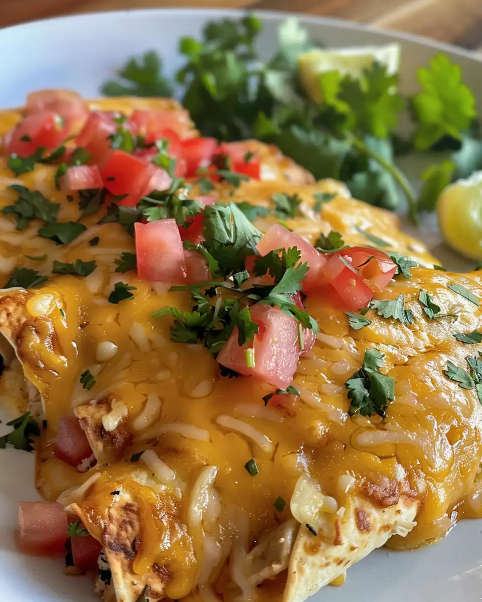 Close-up of rich cheesy chicken enchiladas fresh from pressure cooker