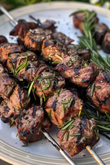 Rosemary Garlic Steak Kebabs taken with iphone 15 pro max --iw 2 --ar 4:5 --v 6.0 --raw
