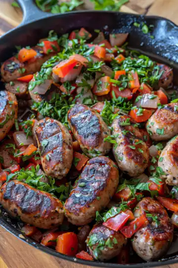 Sausage and Veggies Skillet taken with iphone 15 pro max --iw 2 --ar 4:5 --v 6.0 --raw