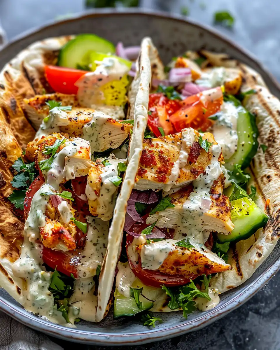 Ingredients for sheet pan chicken pita recipe with fresh herbs and pita bread