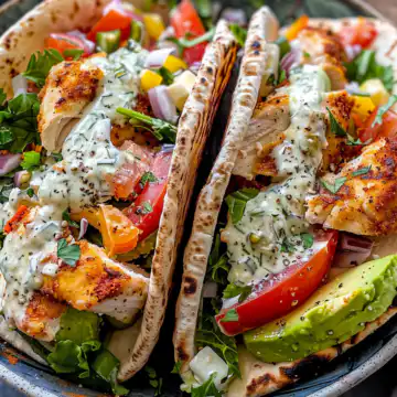Sheet Pan Chicken Pitas with Herby Ranch taken with iphone 15 pro max --iw 2 --ar 4:5 --v 6.0 --raw
