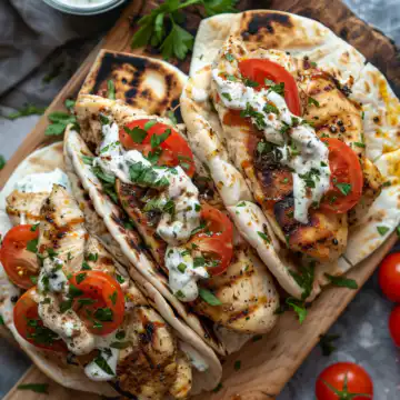 Sheet Pan Chicken Pitas with Herby Ranch taken with iphone 15 pro max --iw 2 --ar 4:5 --v 6.0 --raw