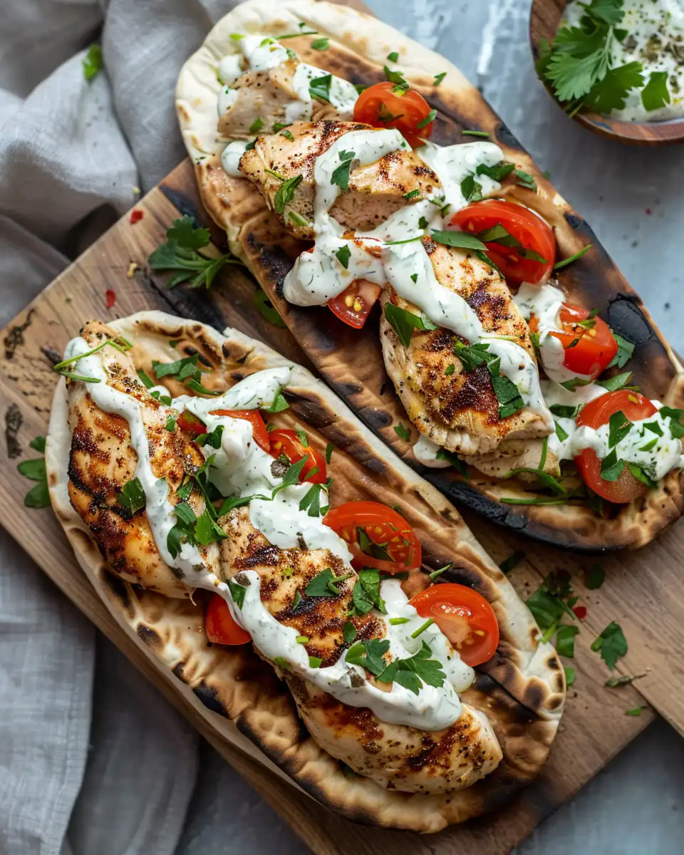 Ingredients for chicken pita pockets with herby yogurt ranch