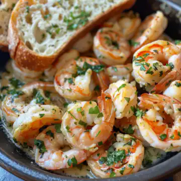 Shrimp Scampi Bowls with Garlic Bread taken with iphone 15 pro max --iw 2 --ar 4:5 --v 6.0 --raw