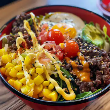 Smash Burger Bowl taken with iphone 15 pro max --iw 2 --ar 4:5 --v 6.0 --raw