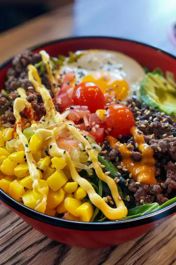 Smash Burger Bowl taken with iphone 15 pro max --iw 2 --ar 4:5 --v 6.0 --raw