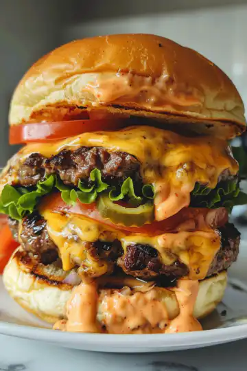 Smash Burgers with Baconnaise Sauce taken with iphone 15 pro max --iw 2 --ar 4:5 --v 6.0 --raw