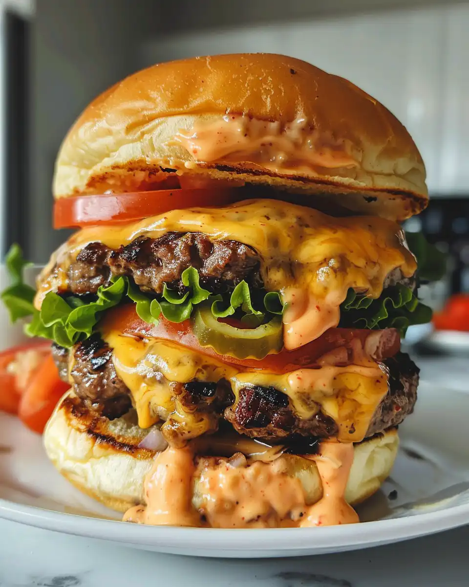 Fresh sizzling bacon and beef in skillet for smash burgers