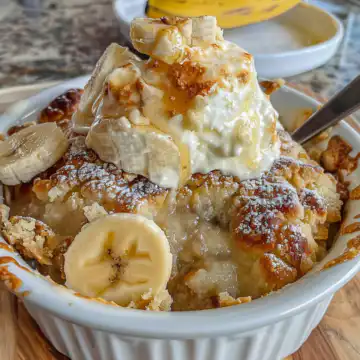 Southern Banana Cobbler taken with iphone 15 pro max --iw 2 --ar 4:5 --v 6.0 --raw