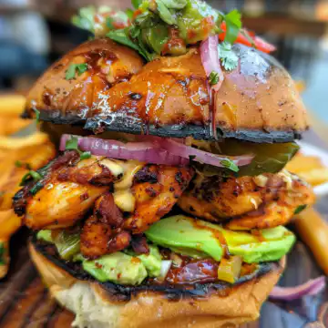 Spicy Chicken Avocado Brioche taken with iphone 15 pro max --iw 2 --ar 4:5 --v 6.0 --raw