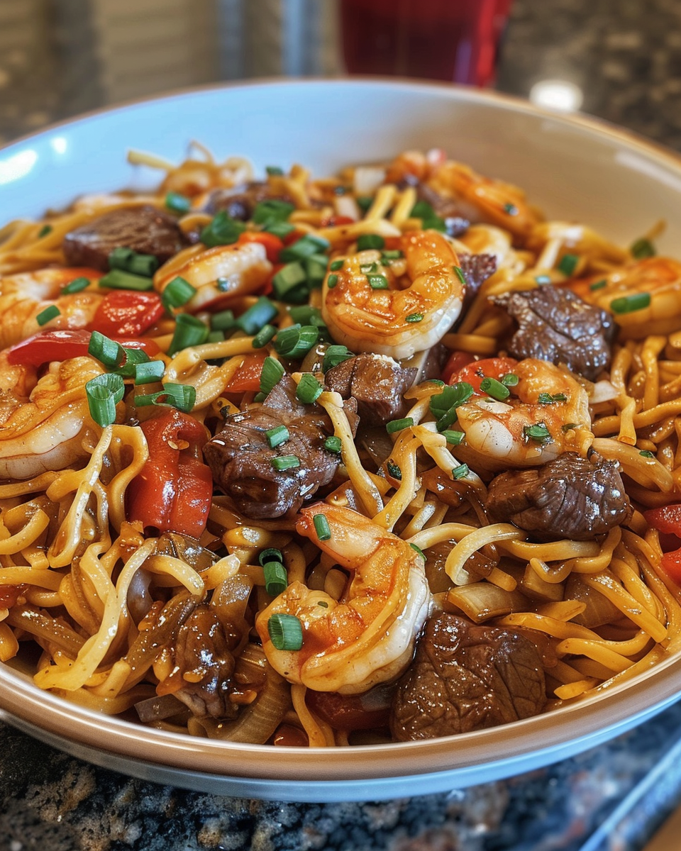 Ingredients for pressure cooker shrimp stir fry noodles