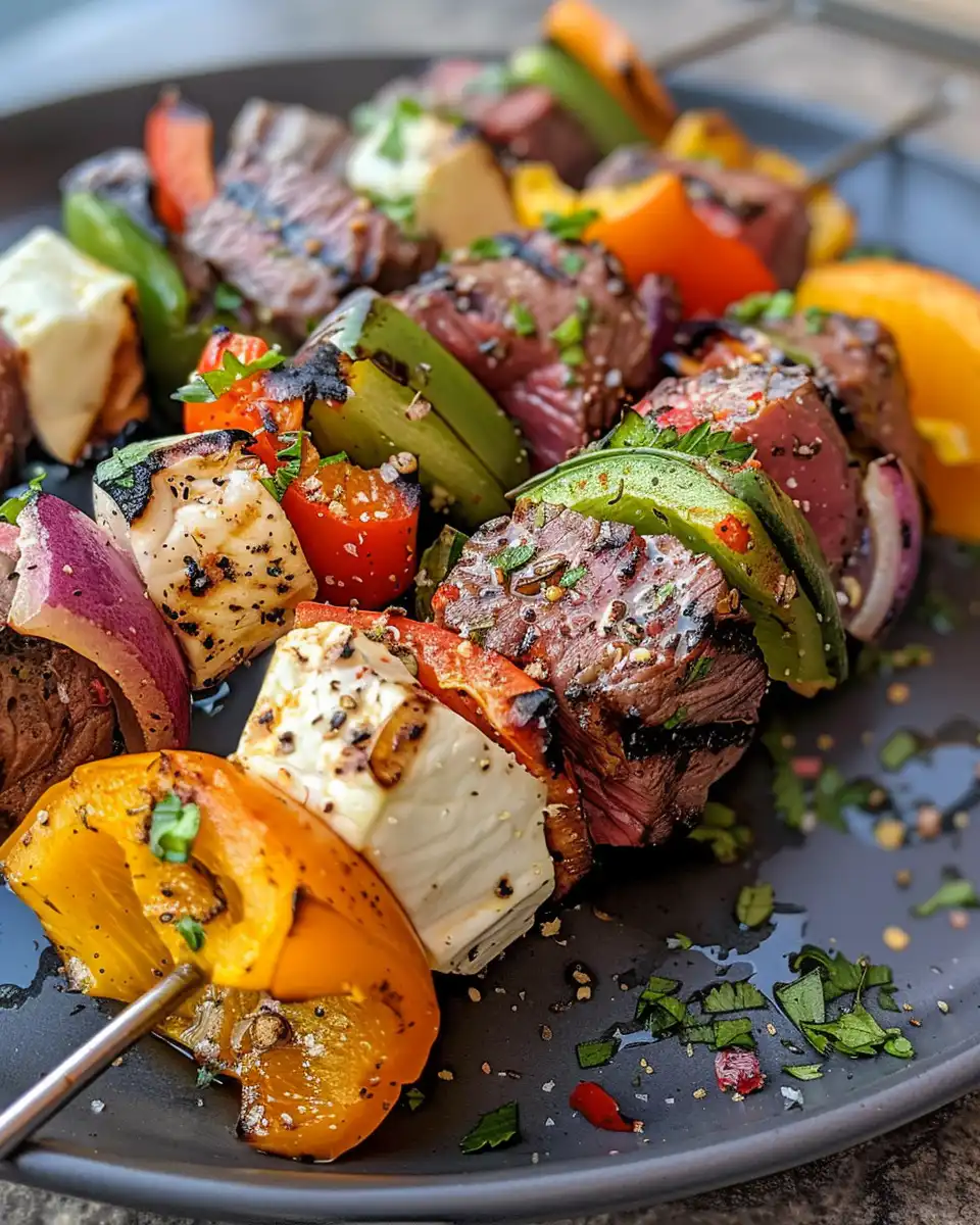 Pressure cooker steak kabobs cooking with garlic and spices aroma