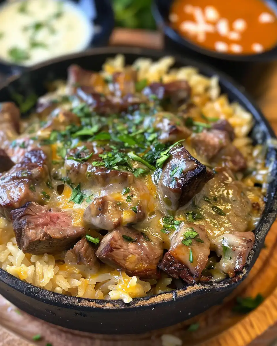 Ingredients prepared for steak queso rice recipe