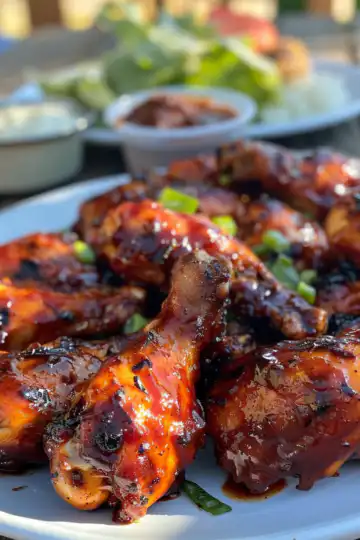 Sticky Spicy BBQ Chicken taken with iphone 15 pro max --iw 2 --ar 4:5 --v 6.0 --raw
