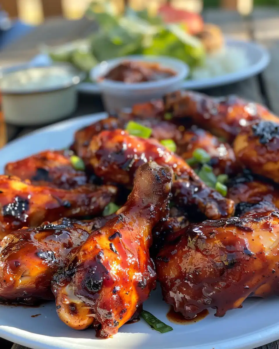 Sticky spicy barbecue chicken wings in pressure cooker