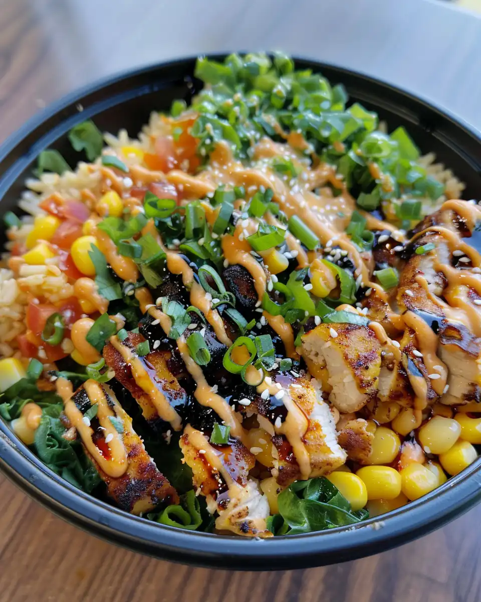 Ingredients for street corn chicken bowl including corn, onion, and jalapeno