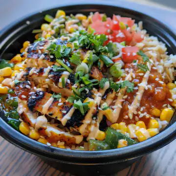 Street Corn Chicken Bowl taken with iphone 15 pro max --iw 2 --ar 4:5 --v 6.0 --raw