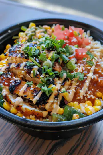 Street Corn Chicken Bowl taken with iphone 15 pro max --iw 2 --ar 4:5 --v 6.0 --raw