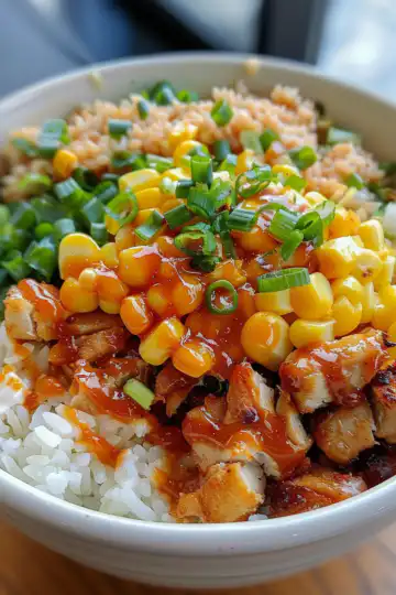 Street Corn Chicken Rice Bowl taken with iphone 15 pro max --iw 2 --ar 4:5 --v 6.0 --raw