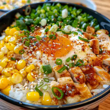 Street Corn Chicken Rice Bowl taken with iphone 15 pro max --iw 2 --ar 4:5 --v 6.0 --raw