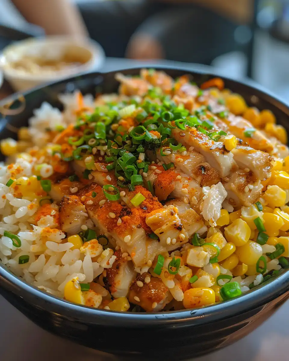 Street corn chicken rice bowl ingredients on cutting board