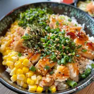 Street Corn Chicken Rice Bowl taken with iphone 15 pro max --iw 2 --ar 4:5 --v 6.0 --raw