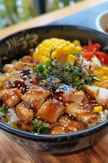 Street Corn Chicken Rice Bowl taken with iphone 15 pro max --iw 2 --ar 4:5 --v 6.0 --raw