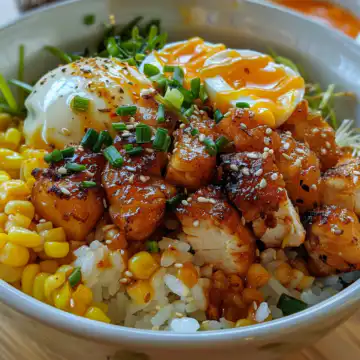 Street Corn Chicken Rice Bowl taken with iphone 15 pro max --iw 2 --ar 4:5 --v 6.0 --raw