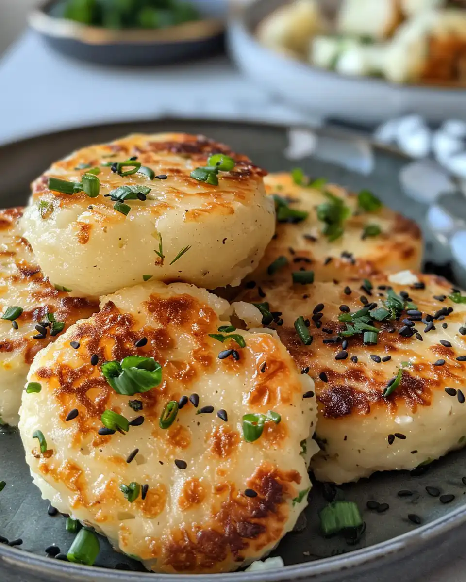 Golden stuffed potato cakes served on plate with fresh salad