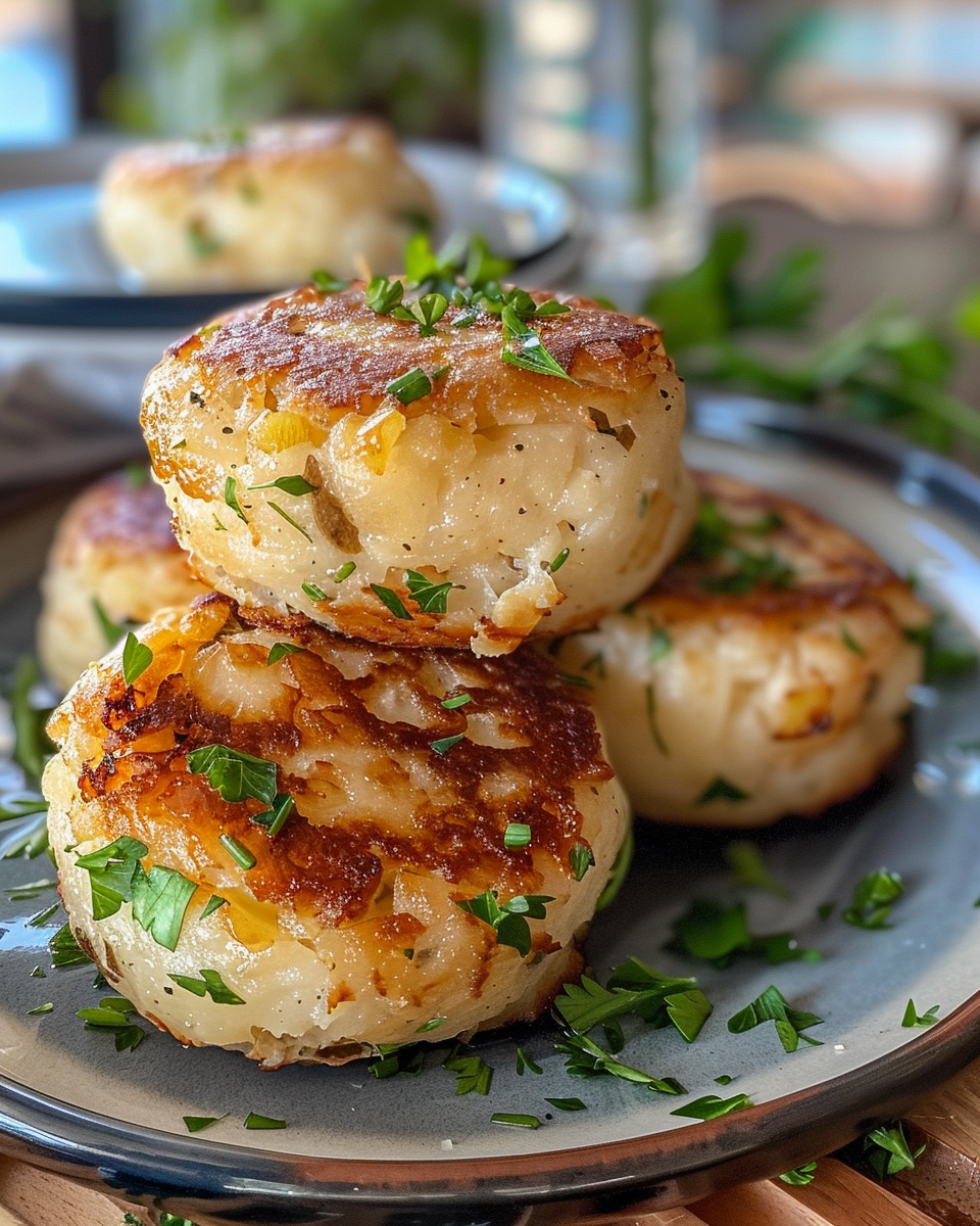 Close-up of vegan gluten-free stuffed potato cakes just cooked