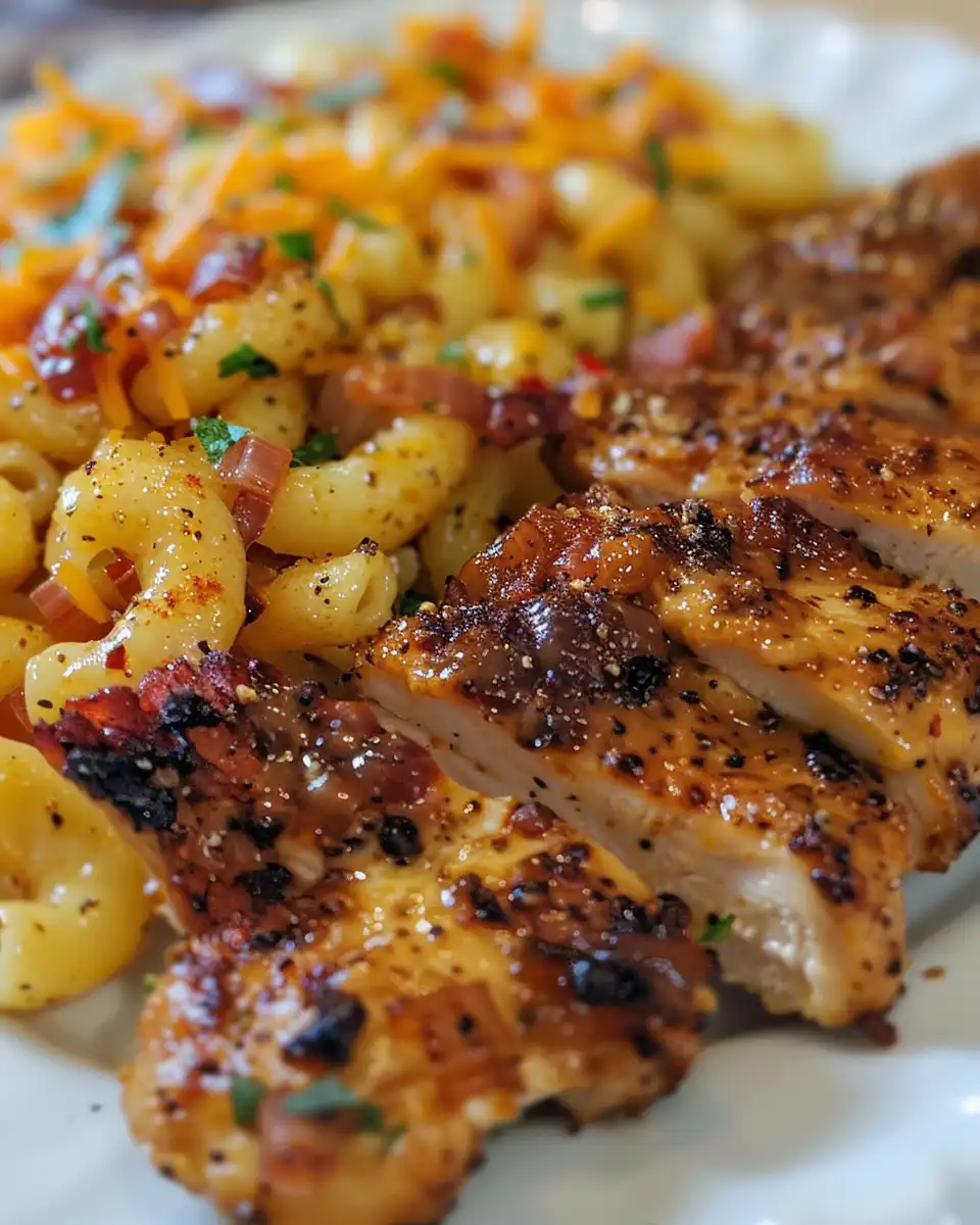 Bowls of ingredients for sweet and spicy honey pepper chicken with mac and cheese