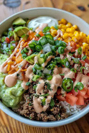 Taco Rice Bowl taken with iphone 15 pro max --iw 2 --ar 4:5 --v 6.0 --raw