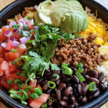 Taco Rice Bowl taken with iphone 15 pro max --iw 2 --ar 4:5 --v 6.0 --raw