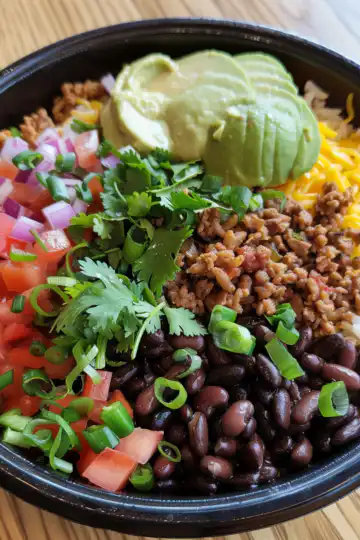 Taco Rice Bowl taken with iphone 15 pro max --iw 2 --ar 4:5 --v 6.0 --raw