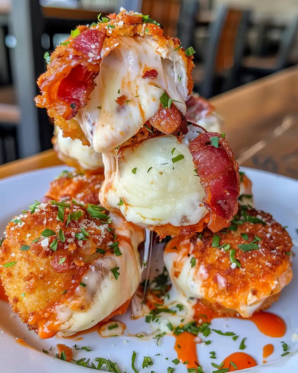 Golden crust and gooey cheese of mini biscuit pizza bombs ready to eat